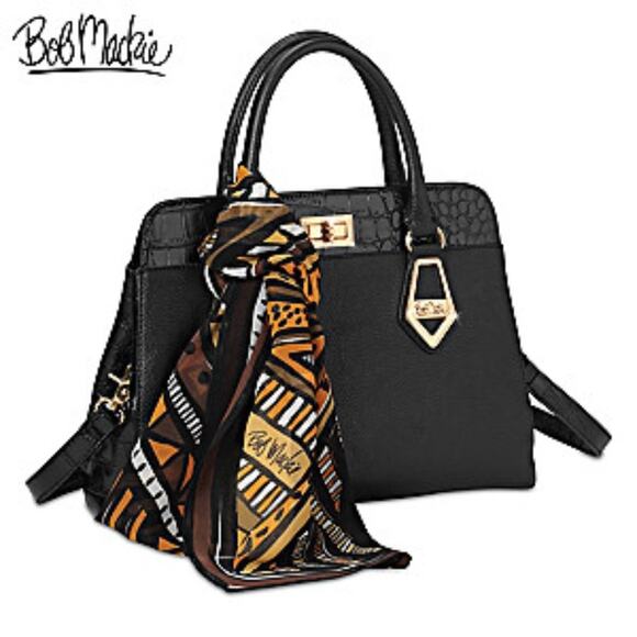 Bob Mackie Rodeo Drive Croc Print Leather Satchel Handbag - Picture 12 of 12